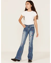 Shyanne Girls' Americana Star Light Wash Flare Jeans