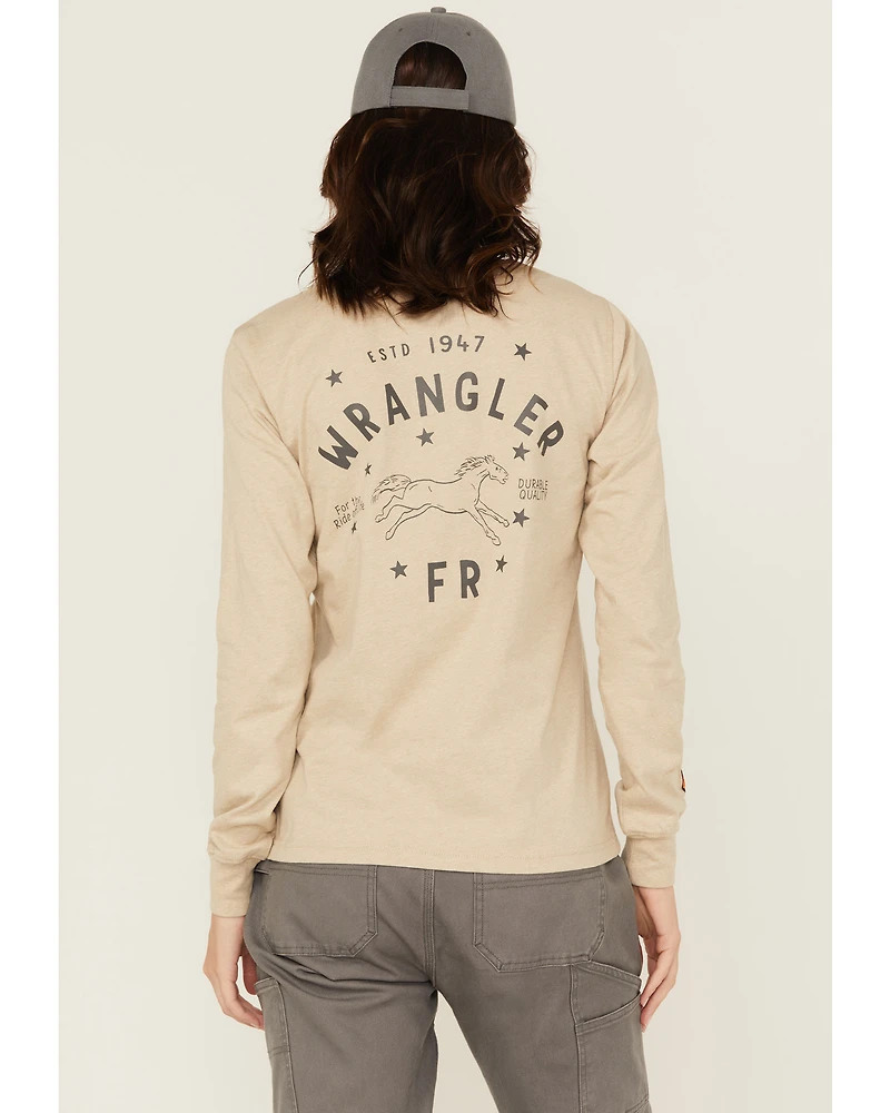 Wrangler Women's FR Pony Long Sleeve Graphic Work T-Shirt
