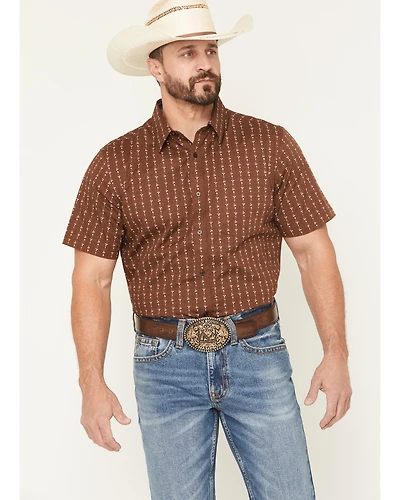 Cody James Men's Westward Floral Striped Short Sleeve Button-Down Stretch Western Shirt