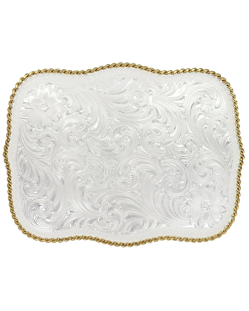 Montana Silversmiths Women's Large Scalloped Silver Engraved Western Belt Buckle