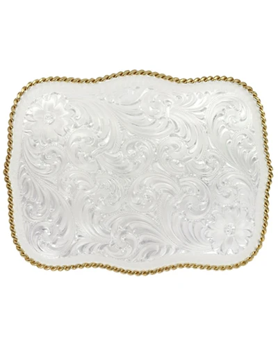 Montana Silversmiths Women's Large Scalloped Silver Engraved Western Belt Buckle