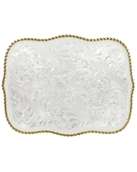 Montana Silversmiths Women's Large Scalloped Silver Engraved Western Belt Buckle