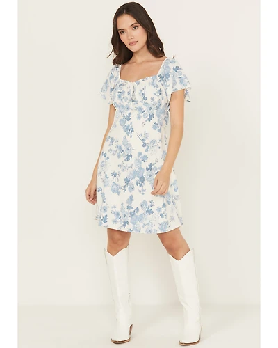 Shyanne Women's Floral Print Tie Front Mini Dress