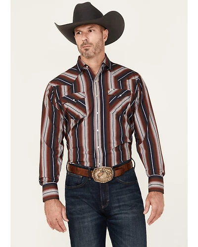 Ely Walker Men's Striped Long Sleeve Pearl Snap Western Shirt