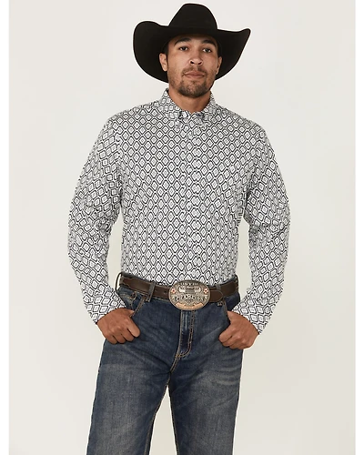 RANK 45® Men's Desert Walk Medallion Print Long Sleeve Button-Down Stretch Western Shirt