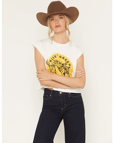 People of Leisure Women's Riley Green Logo Graphic Muscle Tee