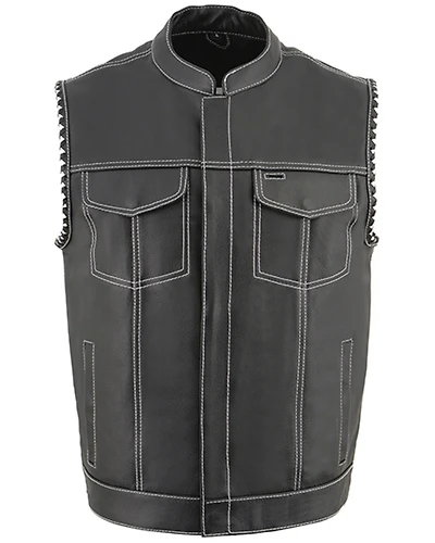 Milwaukee Leather Men's Old Glory Laced Arm Hole Concealed Carry Leather Vest - 7X