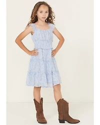 Ash & Violet Girls' Floral Print Ruffle Sleeve Dress