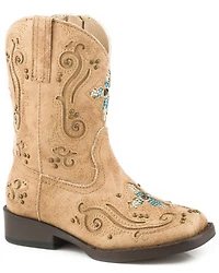 Roper Toddler Girls' Faith Crystal Cross Western Boots - Broad Square Toe