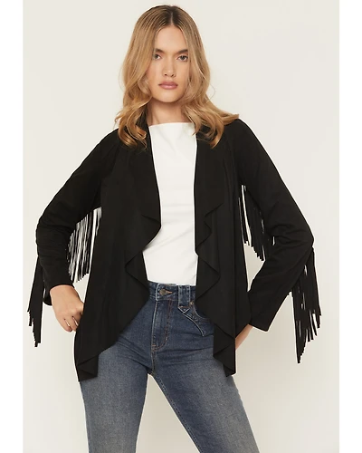 Shyanne Women's Cascade Front Fringe Faux Suede Jacket