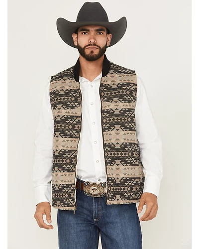 Wrangler Men's Southwestern Print Sherpa Lined Zip Vest