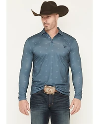 Cowboy Hardware Men's Steerhead Print Long Sleeve Snap Polo