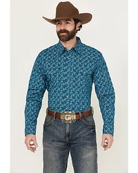 Wrangler Men's 20X Paisley Print Long Sleeve Snap Stretch Western Shirt