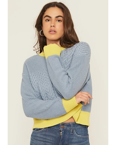 Cleo + Wolf Women's Colorblock And Stitch Sweater