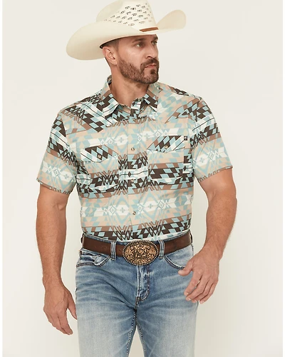 RANK 45® Men's Eagle Pass Southwestern Print Short Sleeve Snap Performance Western Shirt