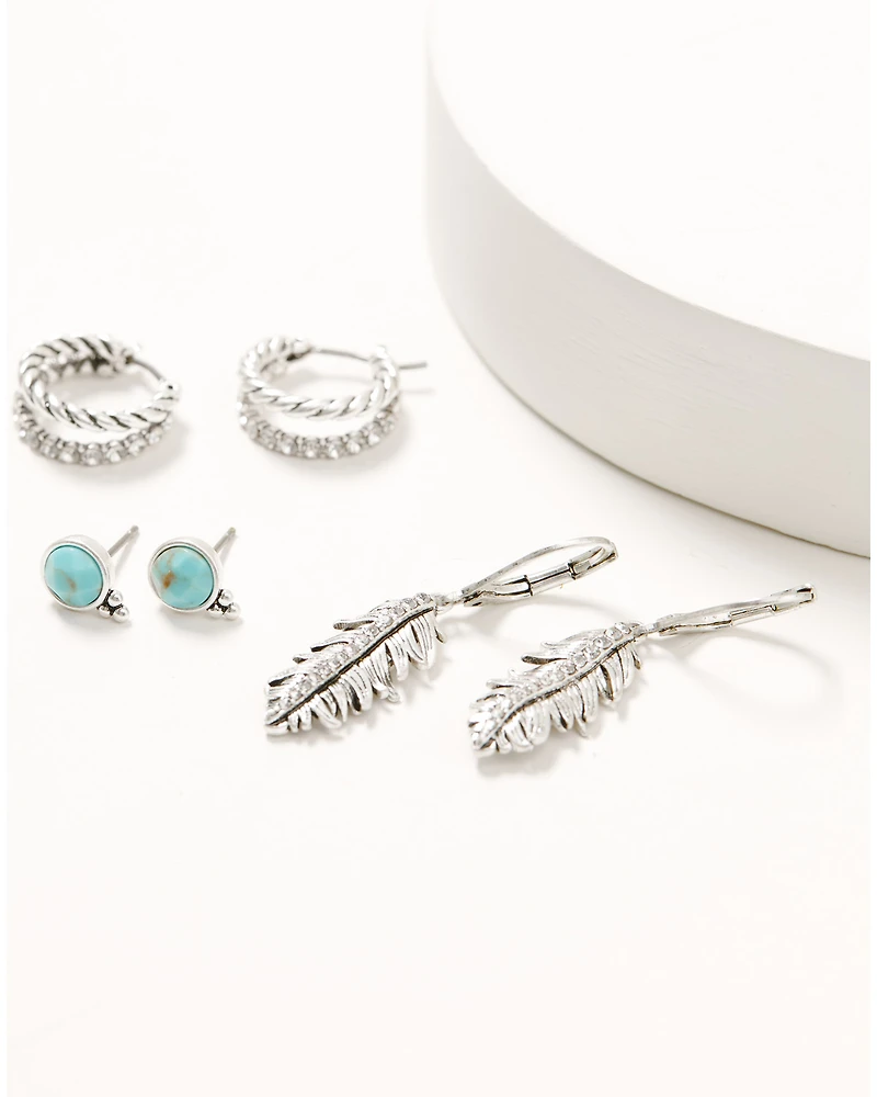Lainey Wilson Women's Country Cool  Feather Earring Set - 3 Piece