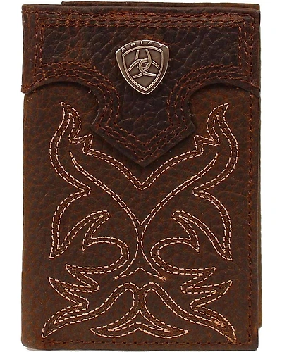 Ariat Men's Boot Stitched Tri-fold Wallet