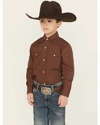 Ely Walker Boys' Solid Long Sleeve Pearl Snap Western Shirt