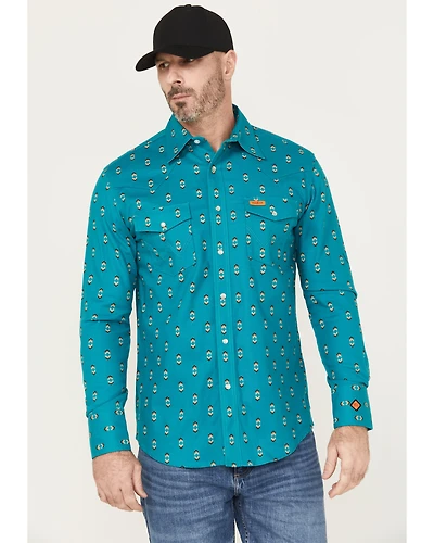 Wrangler Men's FR Checotah Southwestern Print Long Sleeve Snap Work Shirt