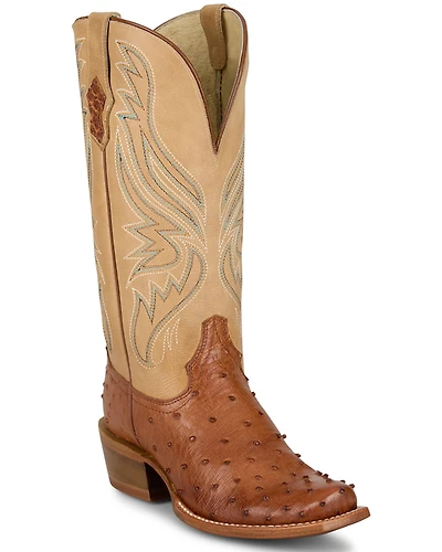 Tony Lama Women's Zaire Exotic Full Quill Ostrich Western Boots - Square Toe
