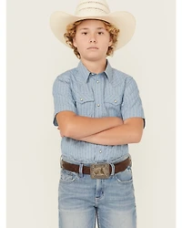 Cody James Boys' Cowboy Way Striped Print Short Sleeve Snap Western Shirt