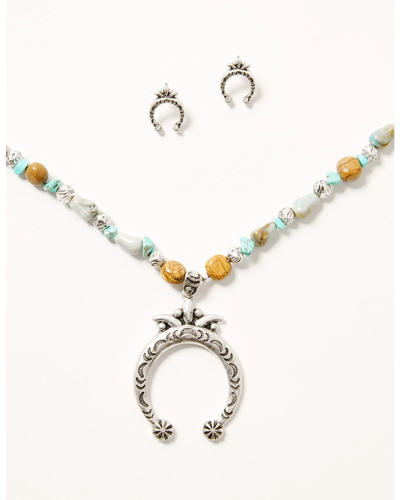Shyanne Women's Sedona Sky Squash Blossom Jewelry Set - 2 Piece