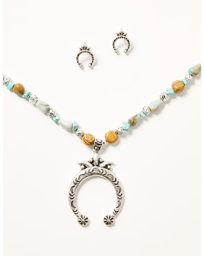 Shyanne Women's Sedona Sky Squash Blossom Jewelry Set - 2 Piece