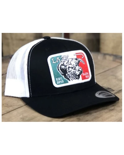 Lazy J Ranch Men's Black & White Mexico Flag Elevation Patch Mesh-Back Ball Cap