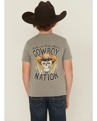 Rock & Roll Denim Boys' Cowboy Skull Short Sleeve Graphic T-Shirt
