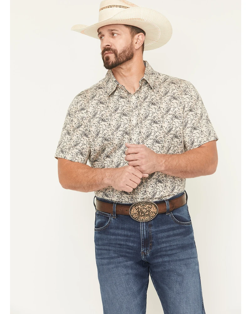 Cody James Men's Mustang Mode Paisley Print Short Sleeve Button-Down Stretch Western Shirt