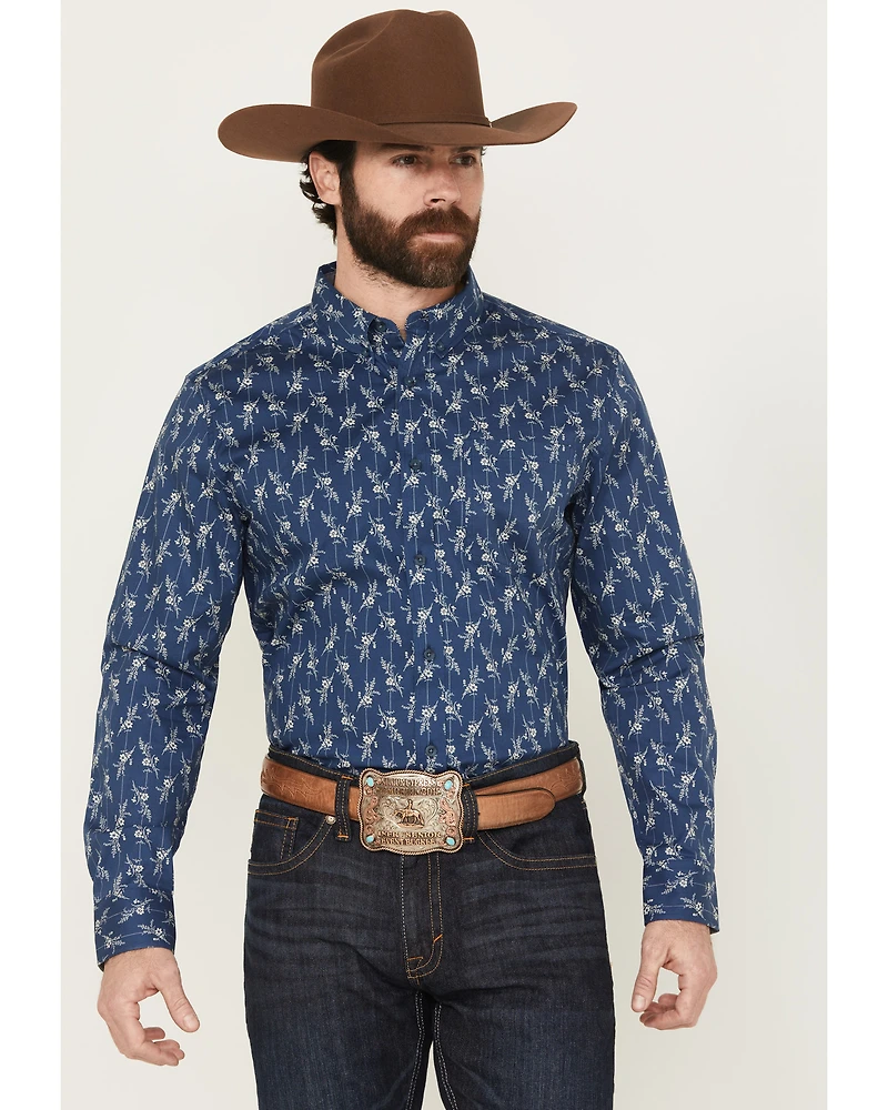 Cody James Men's Gila Grove Floral Striped Long Sleeve Button-Down Stretch Western Shirt