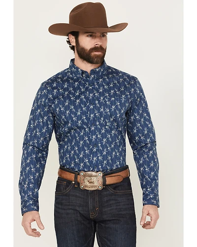 Cody James Men's Gila Grove Floral Striped Long Sleeve Button-Down Stretch Western Shirt