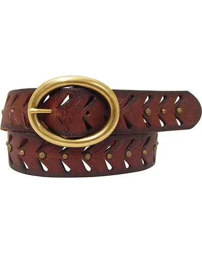 Cowgirls Rock Women's Oval Bar Buckle Leather Belt