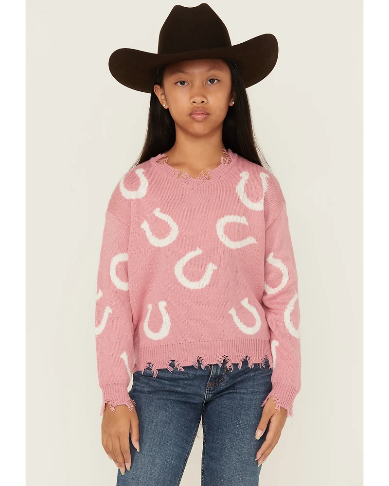 Self Esteem Girls' Horseshoe Sweater