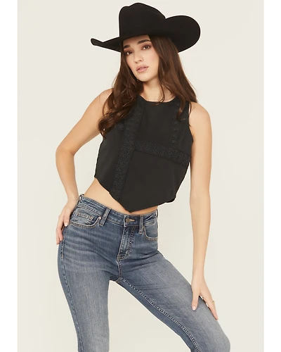 Originality Women's Solid Handkerchief Hem Tank Top