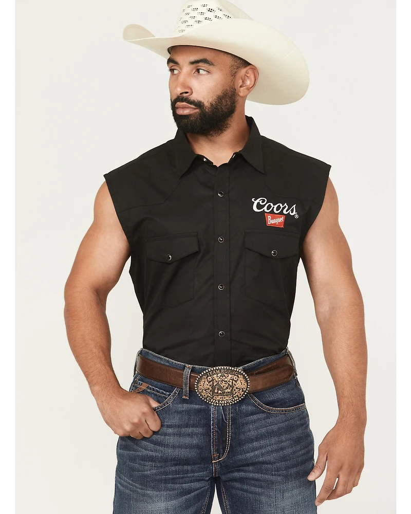 Coors Men's Boot Barn Exclusive Banquet Rodeo Logo Sleeveless Snap Bubba