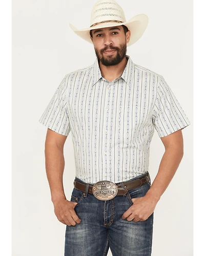 Cody James Men's Wild West Rhythms Southwestern Striped Print Short Sleeve Button-Down Stretch Western Shirt - Big