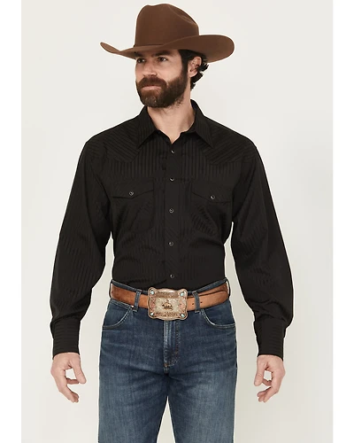 Wrangler Men's White Solid Dobby Long Sleeve Pearl Snap Western Shirt - Big & Tall