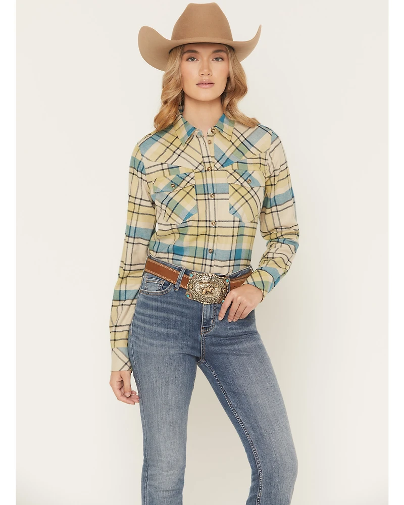 Shyanne Women's Plaid Print Long Sleeve Button-Down Flannel Shirt