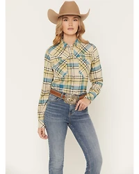 Shyanne Women's Plaid Print Long Sleeve Button-Down Flannel Shirt