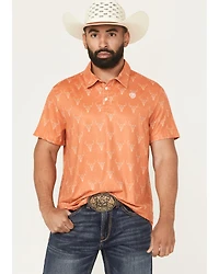 Rock & Roll Denim Men's Skull Print Short Sleeve Button-Down Stretch Polo