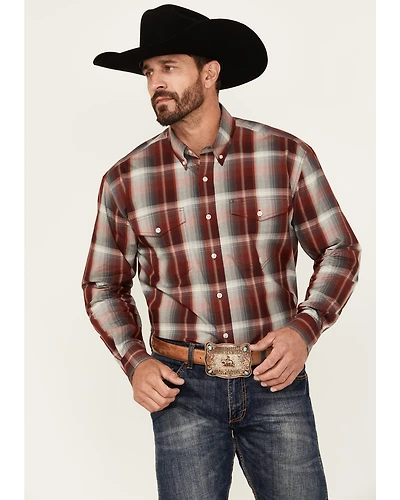 Roper Men's Amarillo Plaid Print Long Sleeve Button-Down Western Shirt