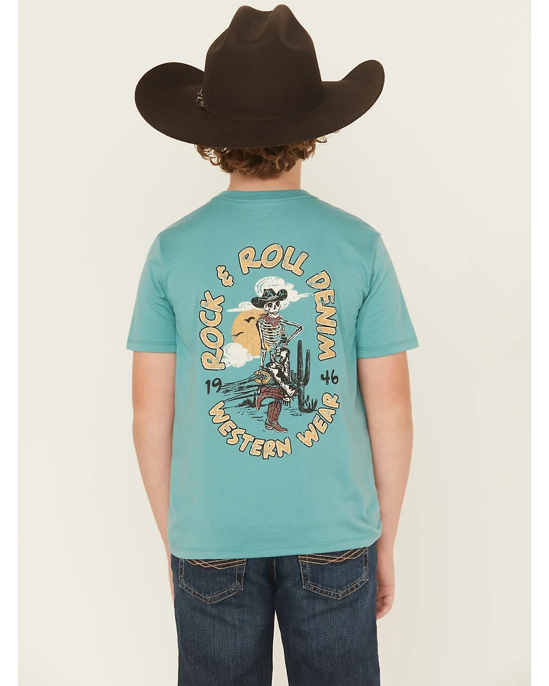 Rock & Roll Denim Boys' Skeleton Short Sleeve Graphic T-Shirt