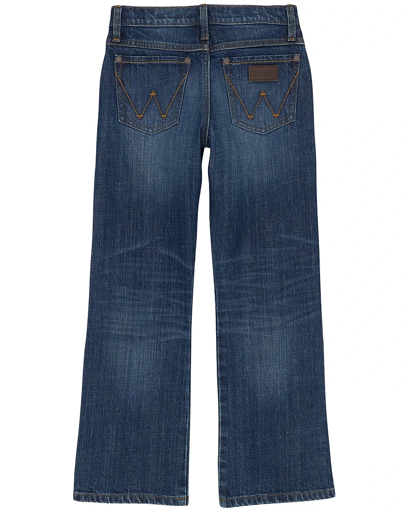 Wrangler Retro Little Boys' Jackson Hole Dark Wash Relaxed Bootcut Stretch Denim Jeans
