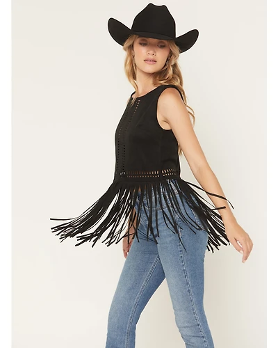 Idyllwind Women's Whitsett Faux Suede Fringe Sleeveless Tank top