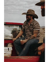 Cody James Men's Grit Plaid Print Short Sleeve Snap Western Shirt