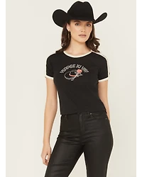 Girl Dangerous Women's Yippee Ki Yay Short Sleeve Ringer Tee