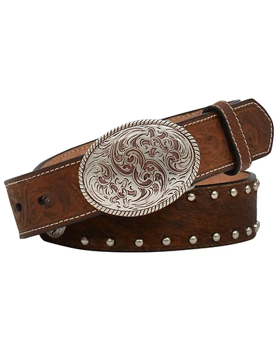 3D Boys' Brindle Hair Cross Concho Buckle Belt