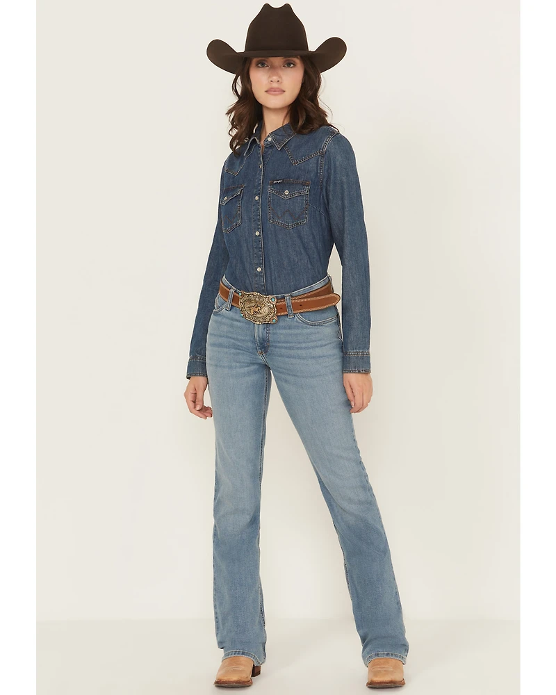 Wrangler Women's Medium Wash Mid Rise Willow Ultimate Riding Bootcut Stretch Denim Jeans