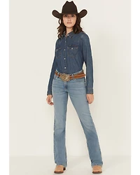 Wrangler Women's Medium Wash Mid Rise Willow Ultimate Riding Bootcut Stretch Denim Jeans